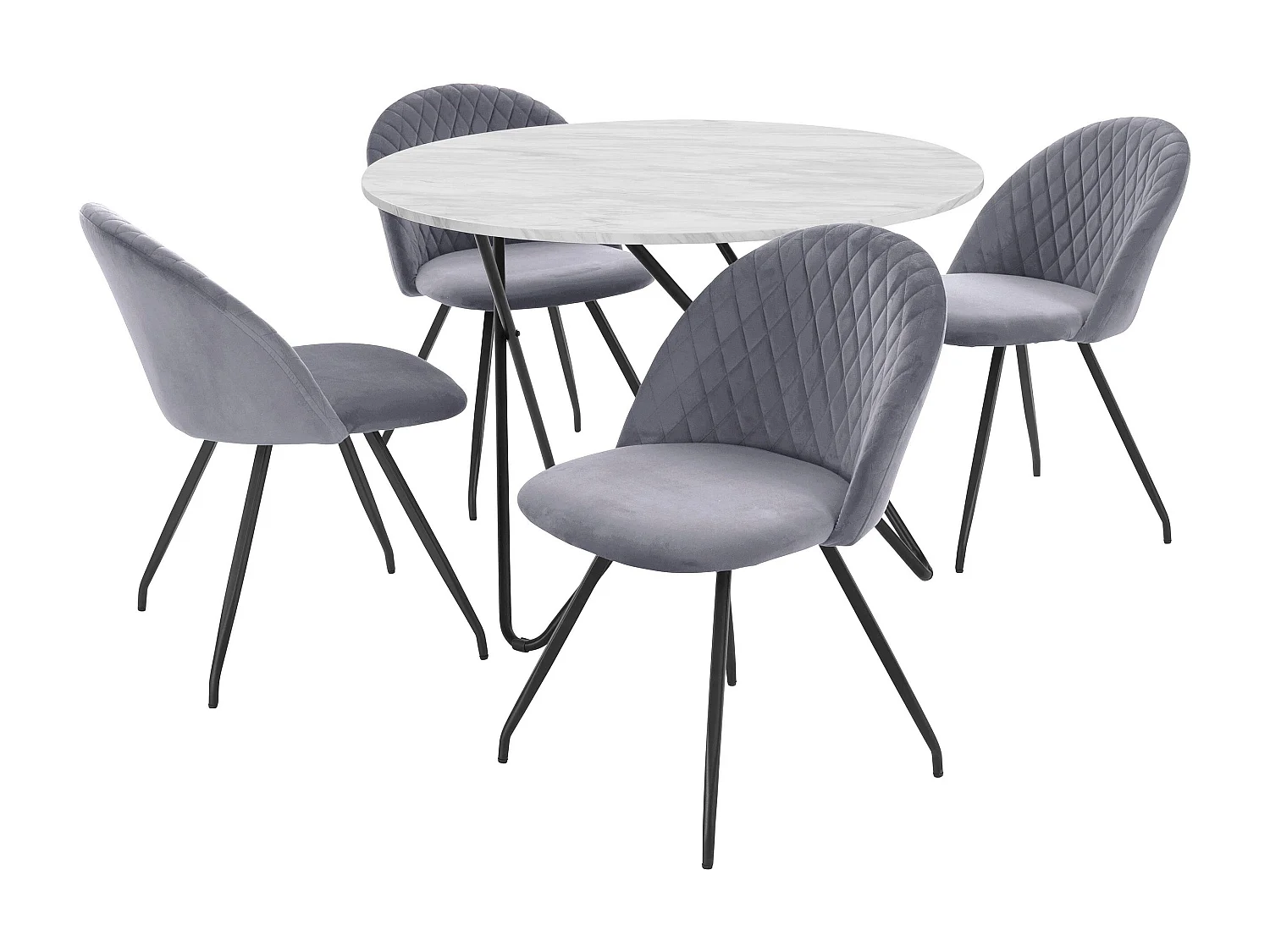 Jonas & Emma | Ensemble table à manger et 4 chaises en gris