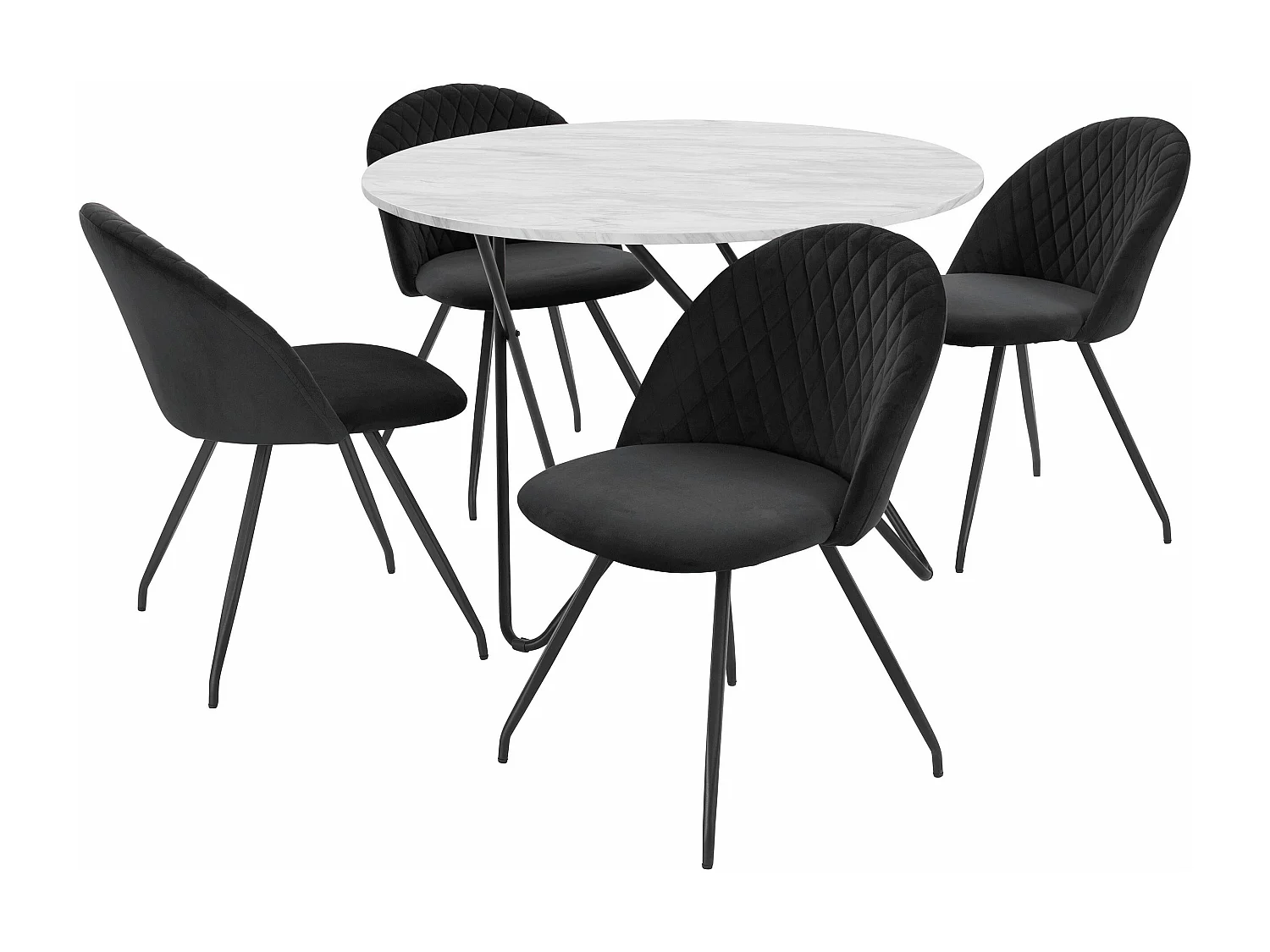 Jonas & Emma | Ensemble table à manger et 4 chaises en Noir