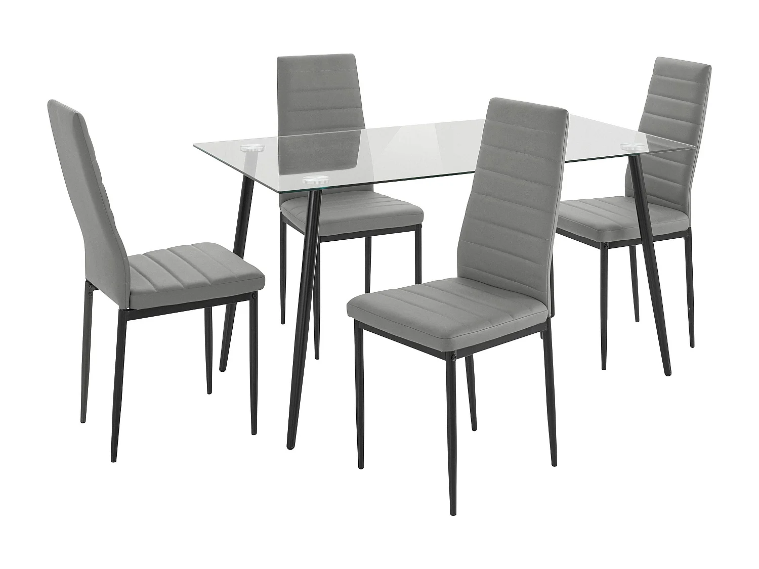 Danny | Ensemble table à manger 140 cm et 4 chaises en PU gris
