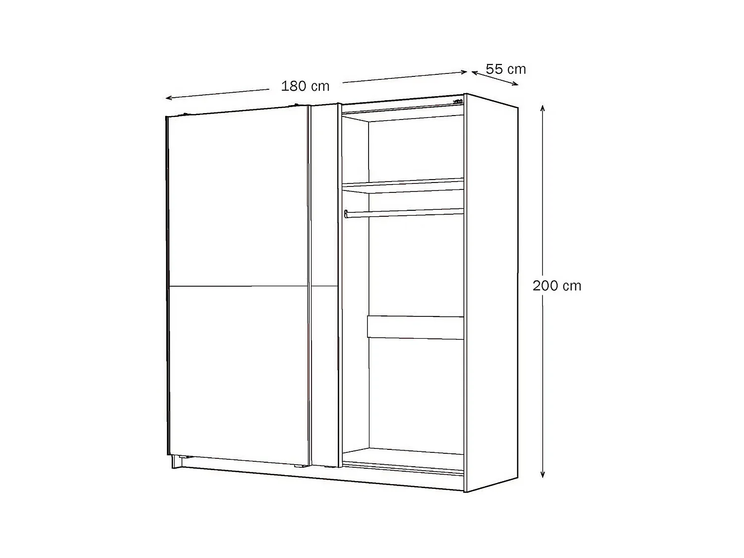 Armoire placard / meuble de rangement coloris chêne cortez - Hauteur 200 x Longueur 180 x Profondeur 60 cm