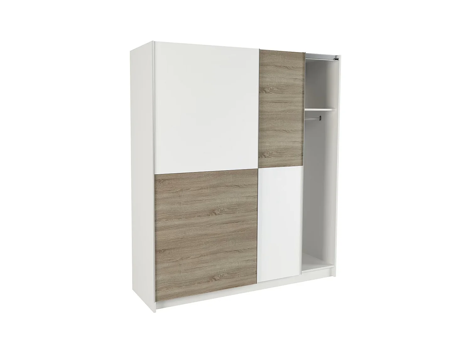 Armoire placard / meuble de rangement coloris chêne cortez, blanc  - Hauteur 200 x Longueur 180 x Profondeur 60 cm