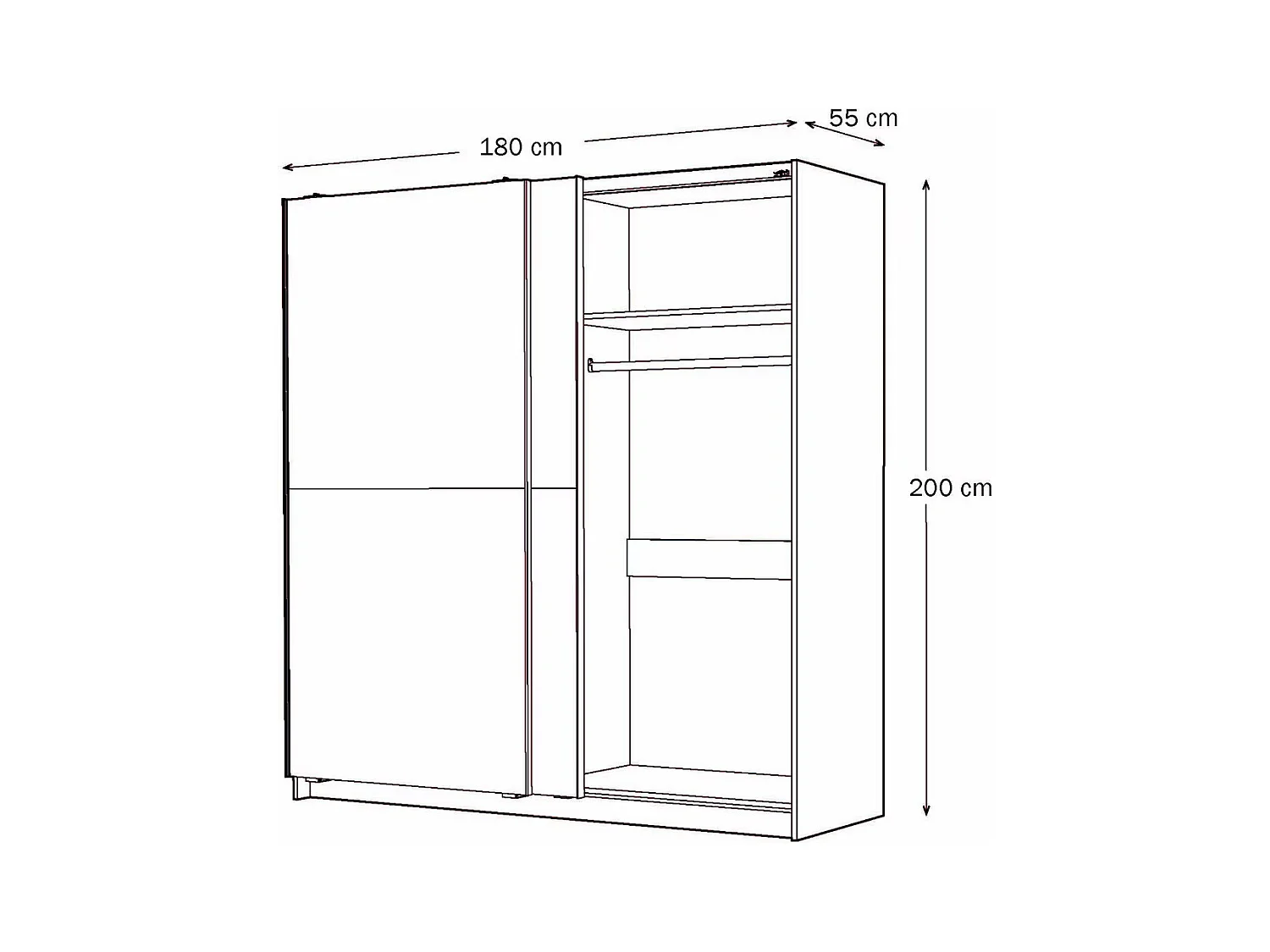 Armoire placard / meuble de rangement coloris chêne cortez, blanc  - Hauteur 200 x Longueur 180 x Profondeur 60 cm