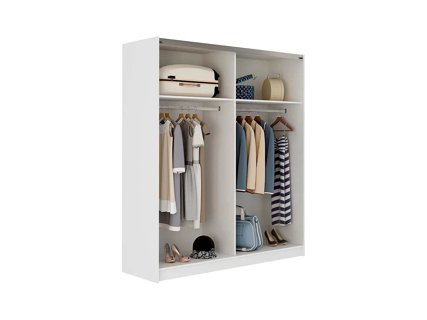 Armoire placard / meuble de rangement coloris chêne cortez, blanc  - Hauteur 200 x Longueur 180 x Profondeur 60 cm