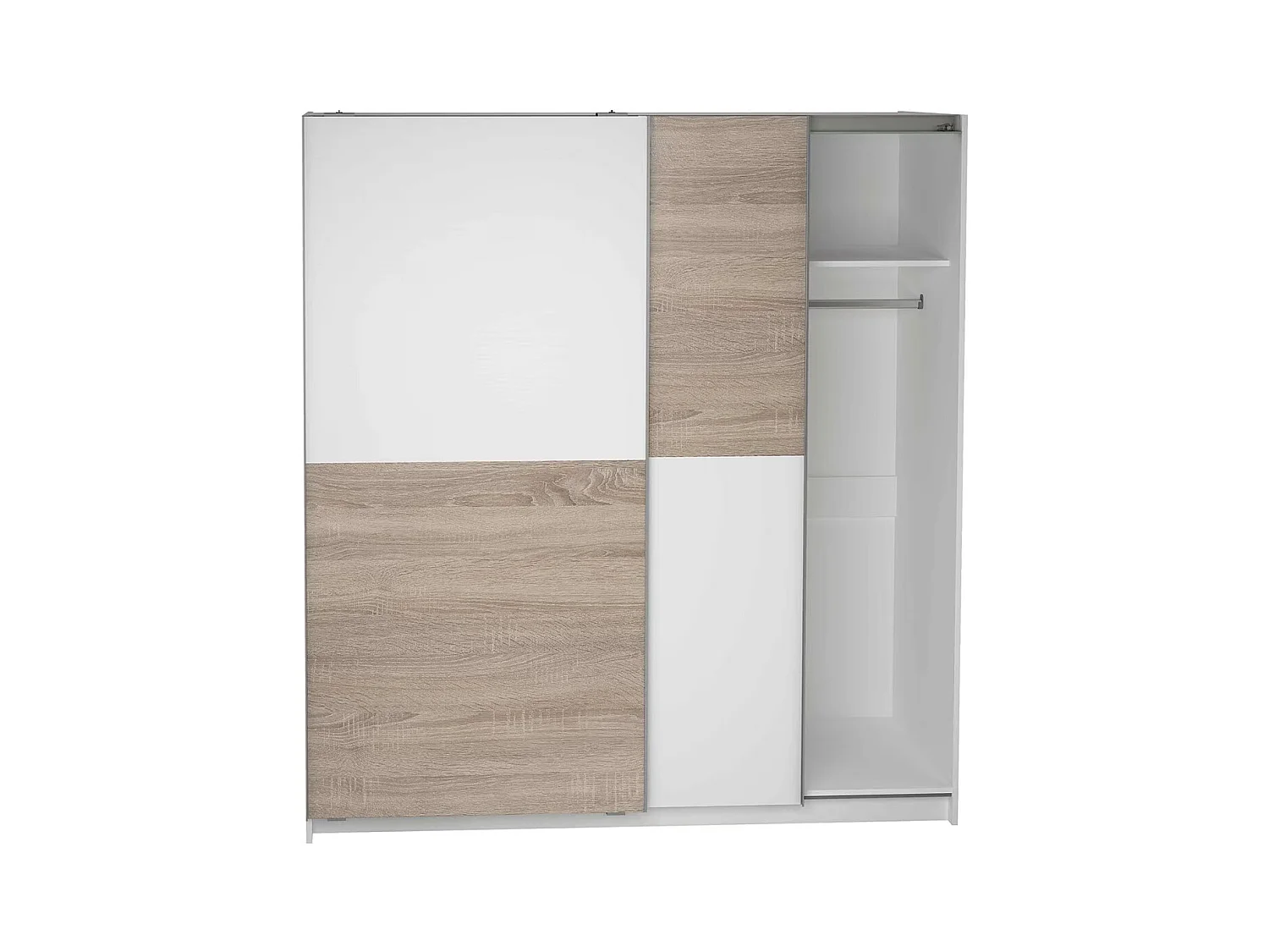 Armoire placard / meuble de rangement coloris chêne cortez, blanc  - Hauteur 200 x Longueur 180 x Profondeur 60 cm