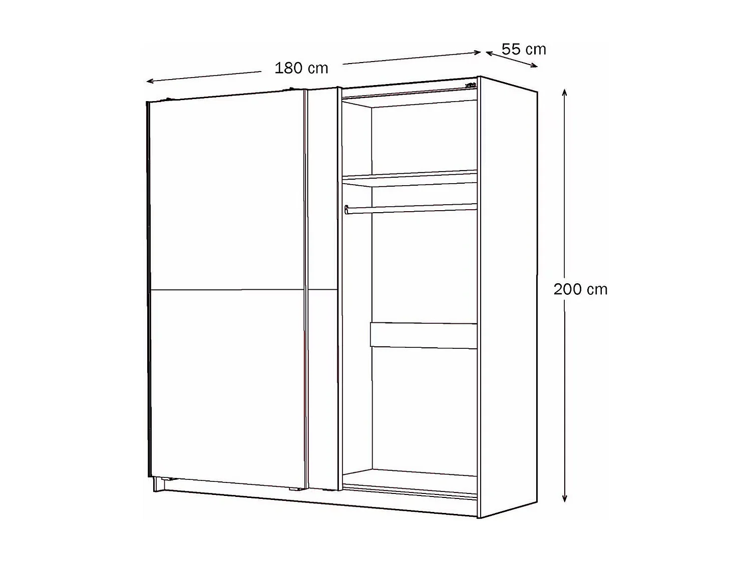 Armoire placard / meuble de rangement coloris chêne cortez, blanc  - Hauteur 200 x Longueur 180 x Profondeur 60 cm