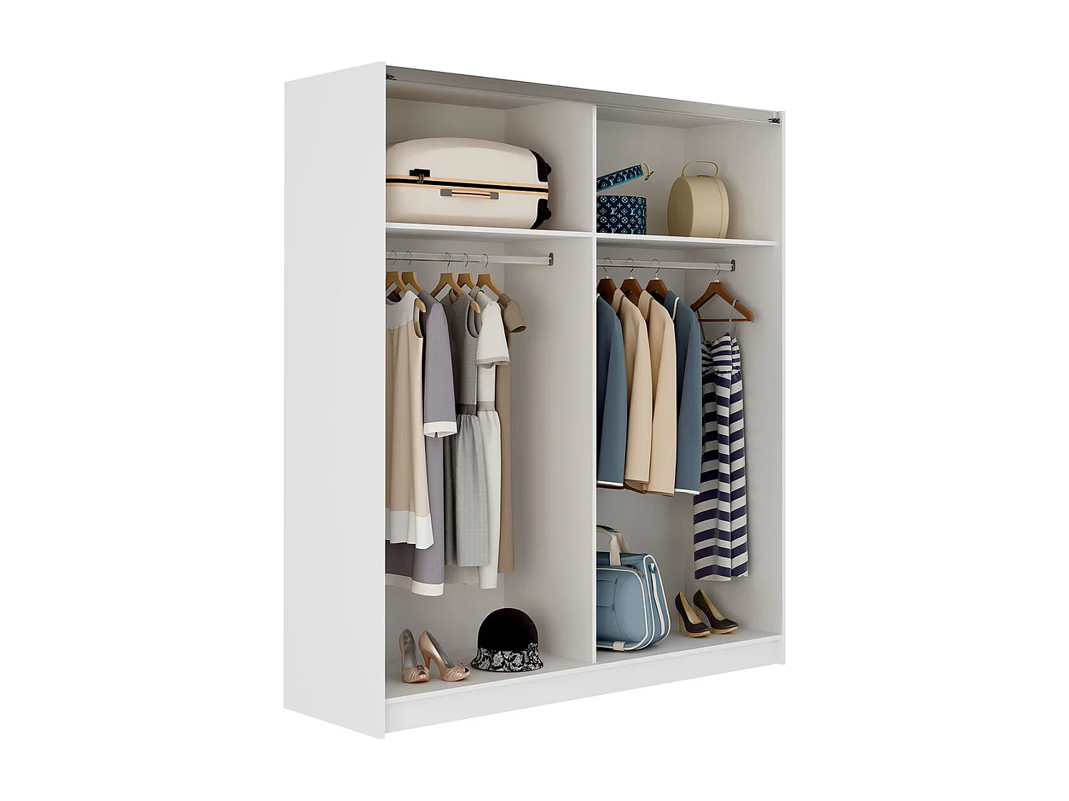 Armoire placard / meuble de rangement coloris chêne cortez, blanc  - Hauteur 200 x Longueur 180 x Profondeur 60 cm