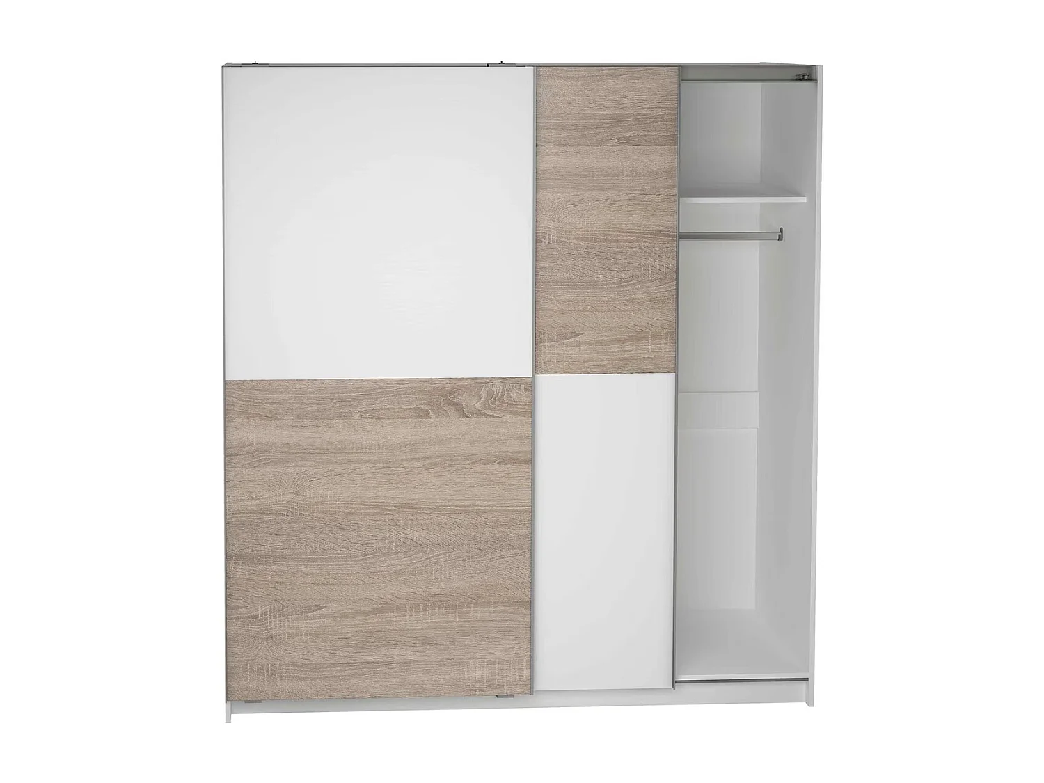 Armoire placard / meuble de rangement coloris chêne cortez, blanc  - Hauteur 200 x Longueur 180 x Profondeur 60 cm