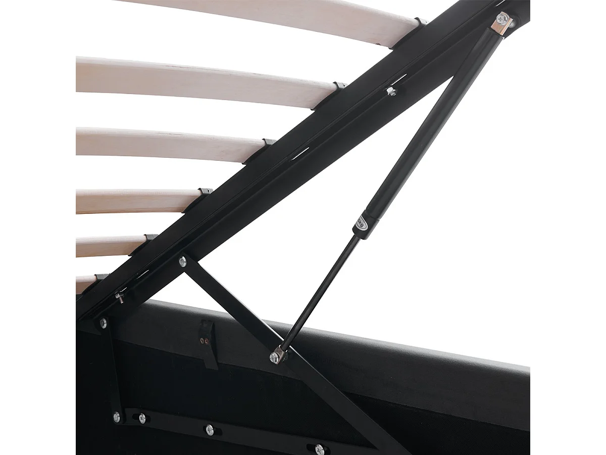 Lit coffre adulte 160x200 cm avec tête de lit matelassée en velours gris foncé et sommier - Tina