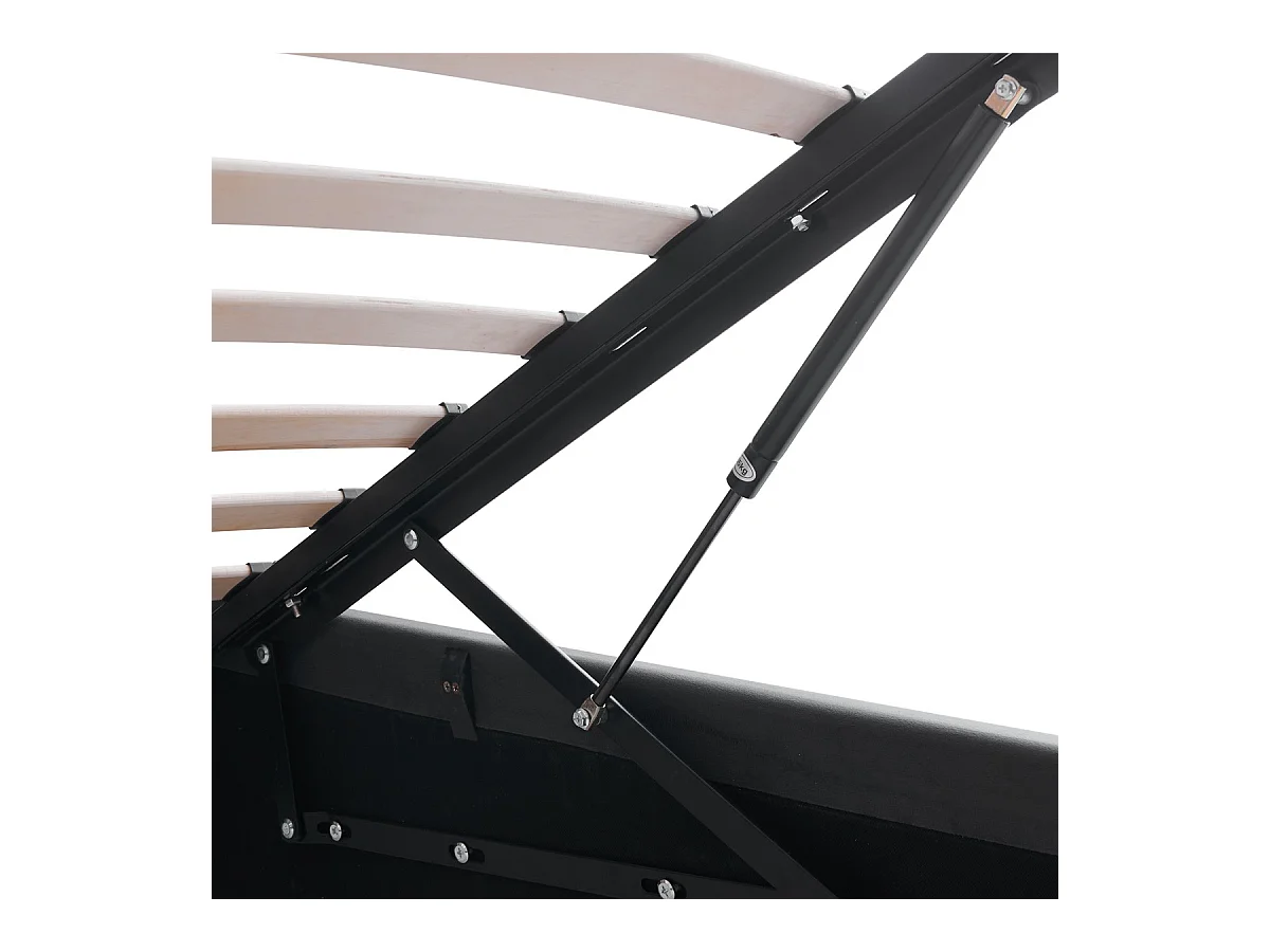 Lit coffre adulte 180x200 cm avec tête de lit matelassée en velours gris foncé et sommier - Tina