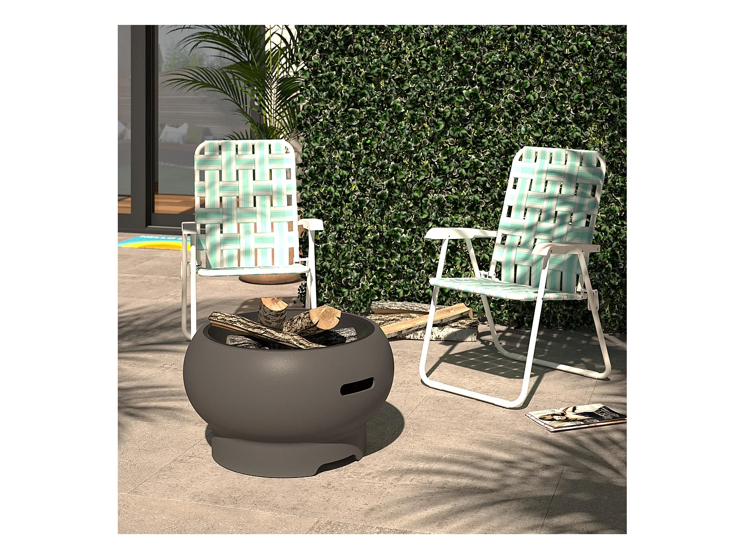 Asher | Camino da esterno in ceramica grigio scuro