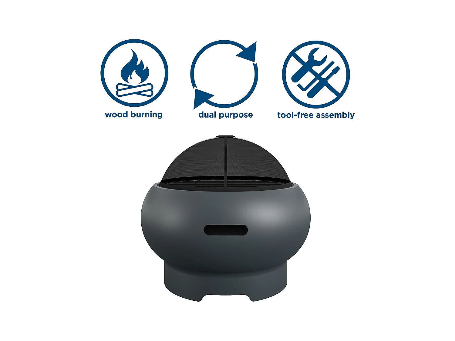 Asher | Camino da esterno in ceramica grigio scuro