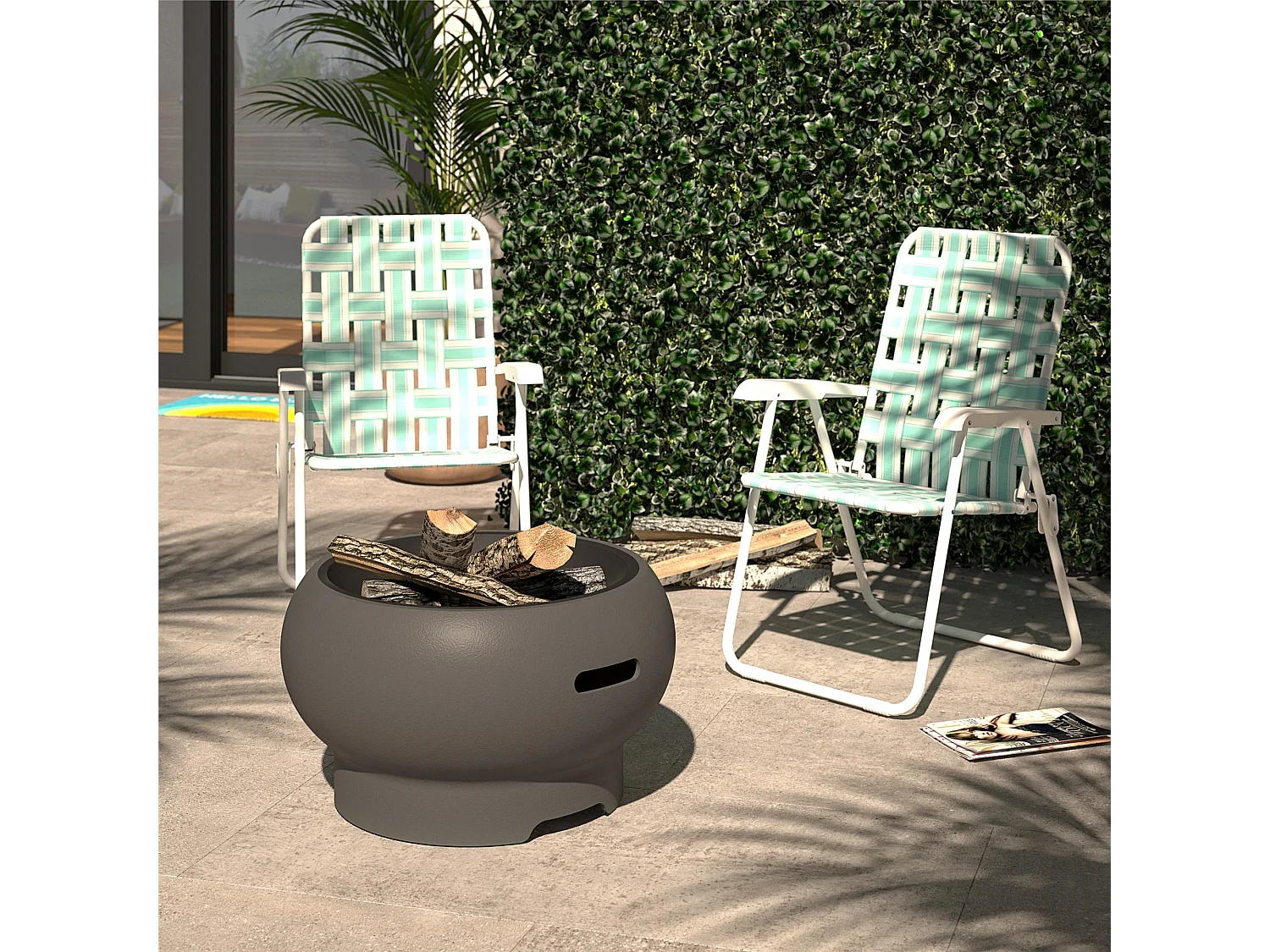 Asher | Camino da esterno in ceramica grigio scuro