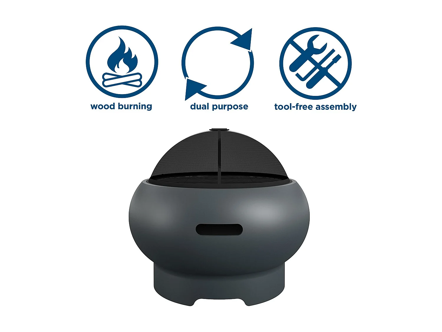 Asher | Camino da esterno in ceramica grigio scuro