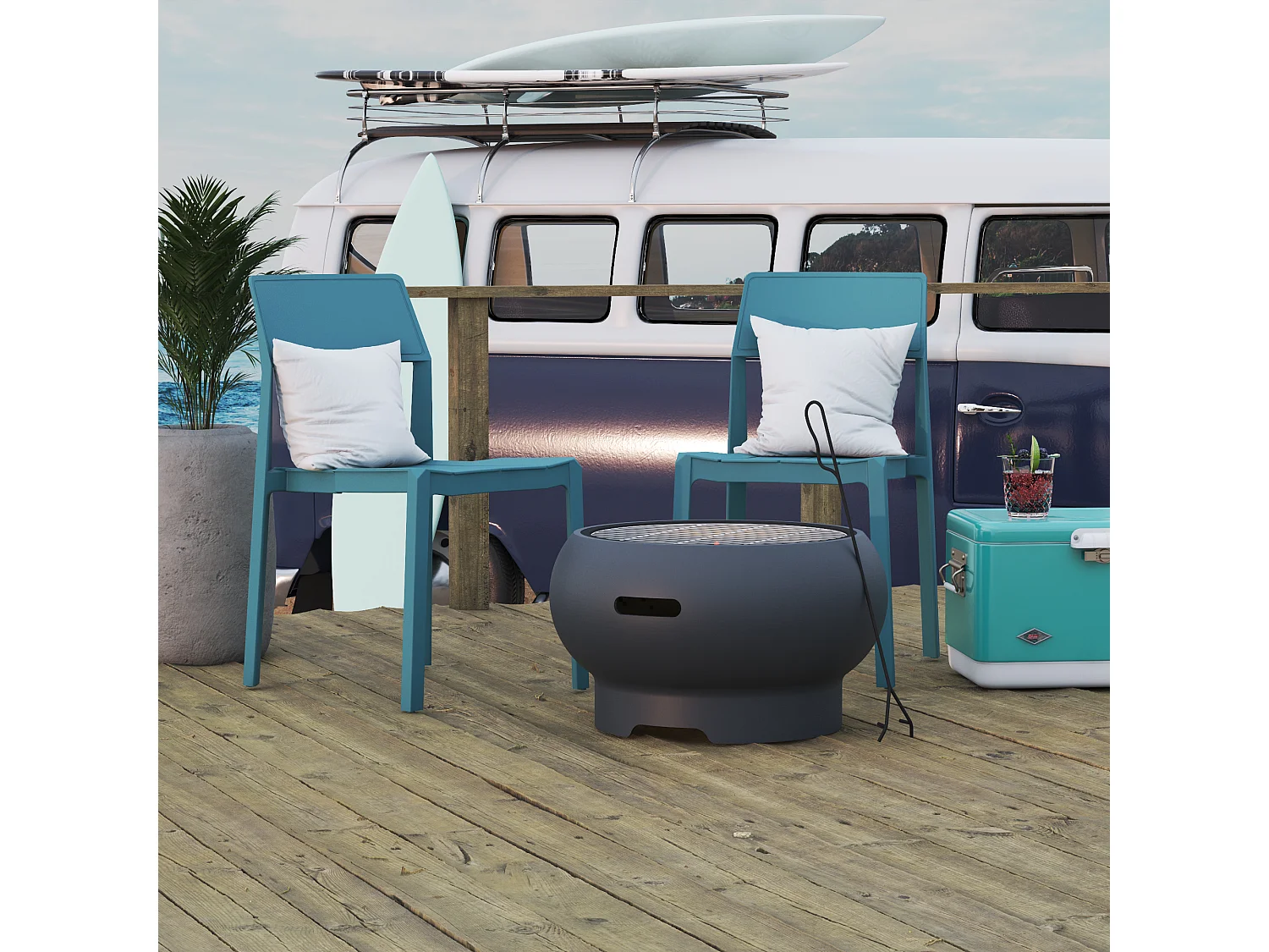 Asher | Foyer extérieur en céramique gris foncé