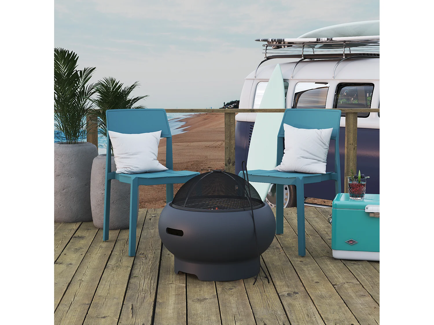 Asher | Foyer extérieur en céramique gris foncé