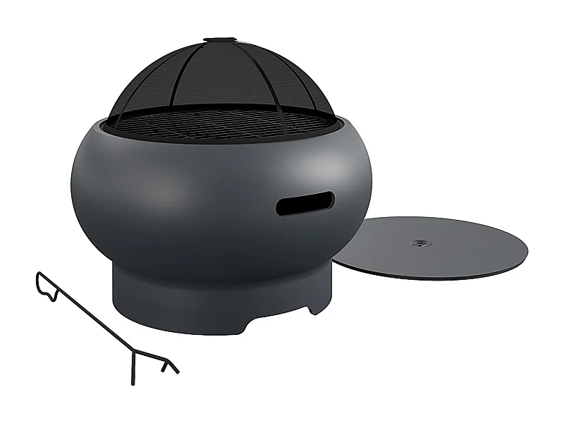 Asher | Chimenea exterior de cerámica gris oscuro