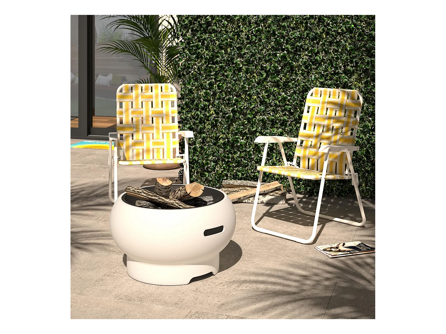 Asher | Camino da esterno in ceramica bianca