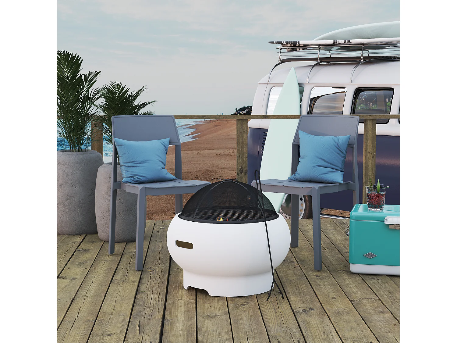 Asher | Foyer extérieur en céramique blanche