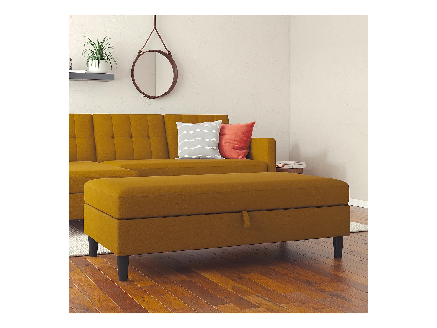 Hartford | Pouf en lin curry