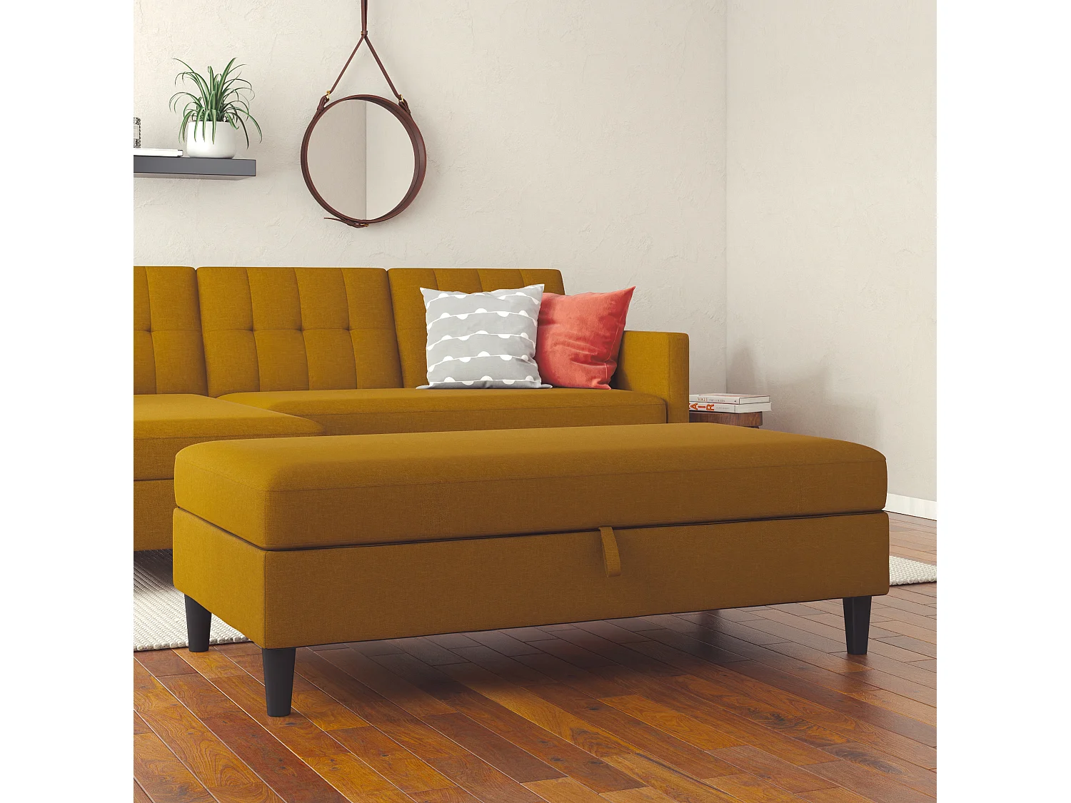 Hartford | Pouf en lin curry