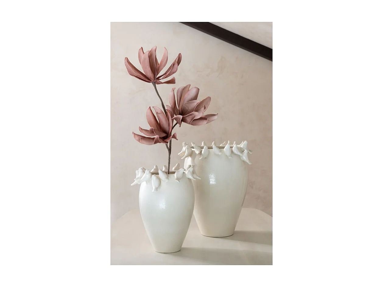 3 flores en rama sintética rosa 94x41x12 cm