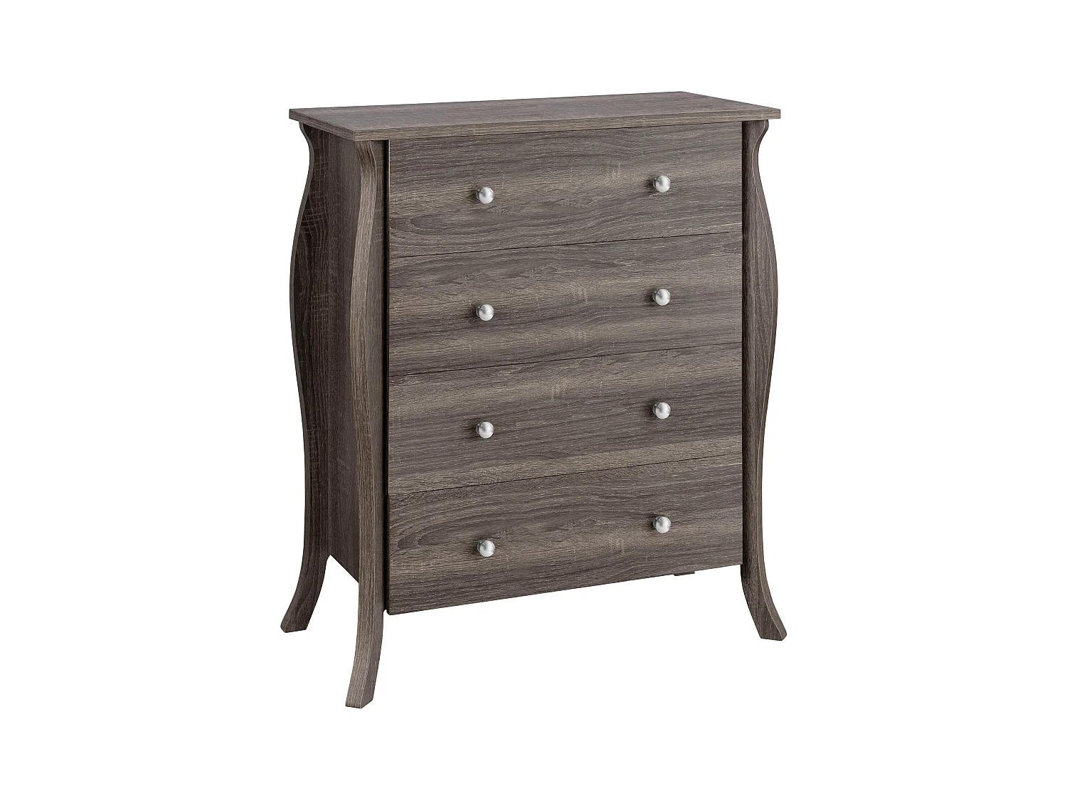 Cómoda con 4 cajones en tablero aglomerado roble gris