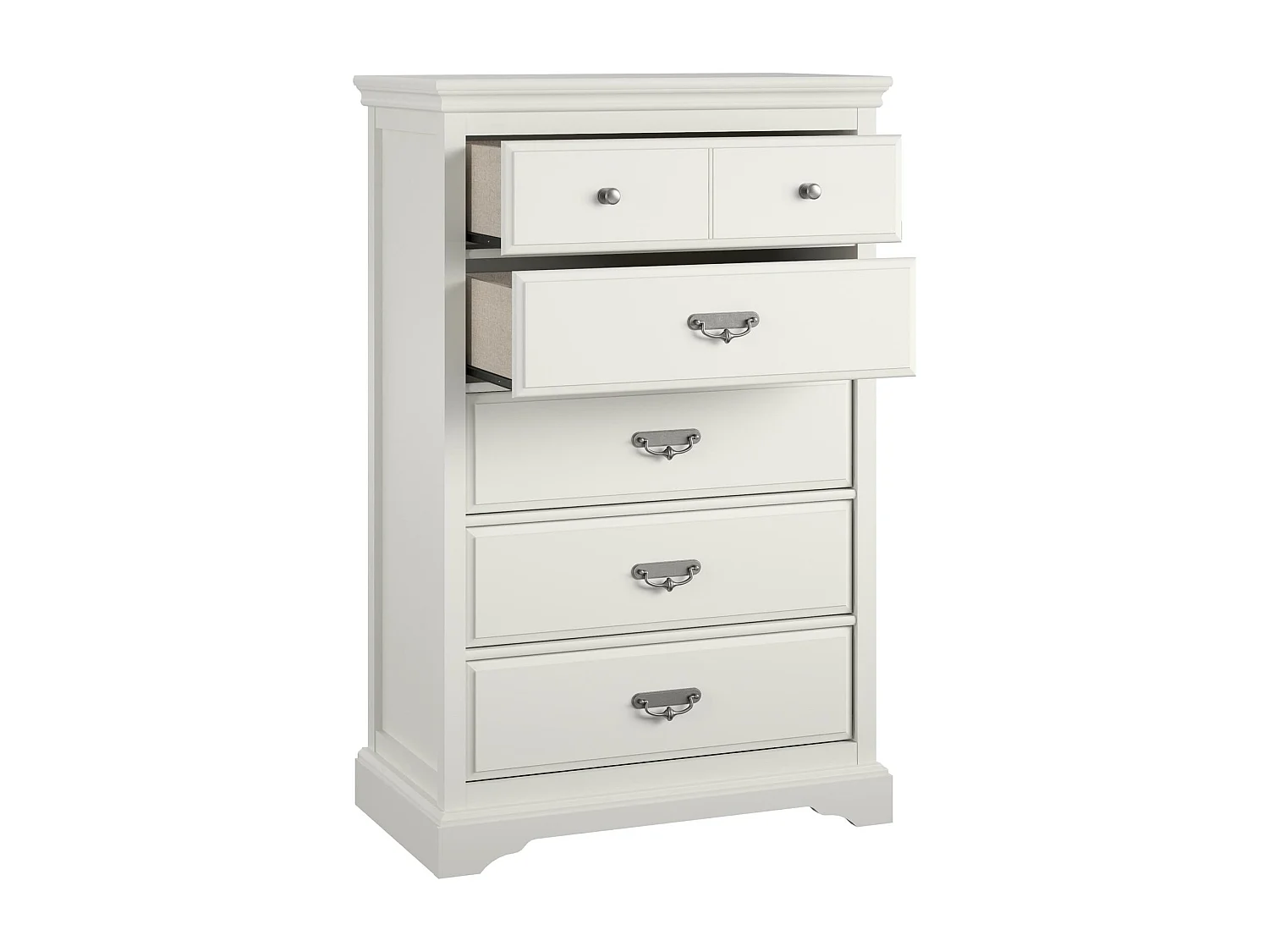 Bristol | Commode à 5 tiroirs en MDF blanc