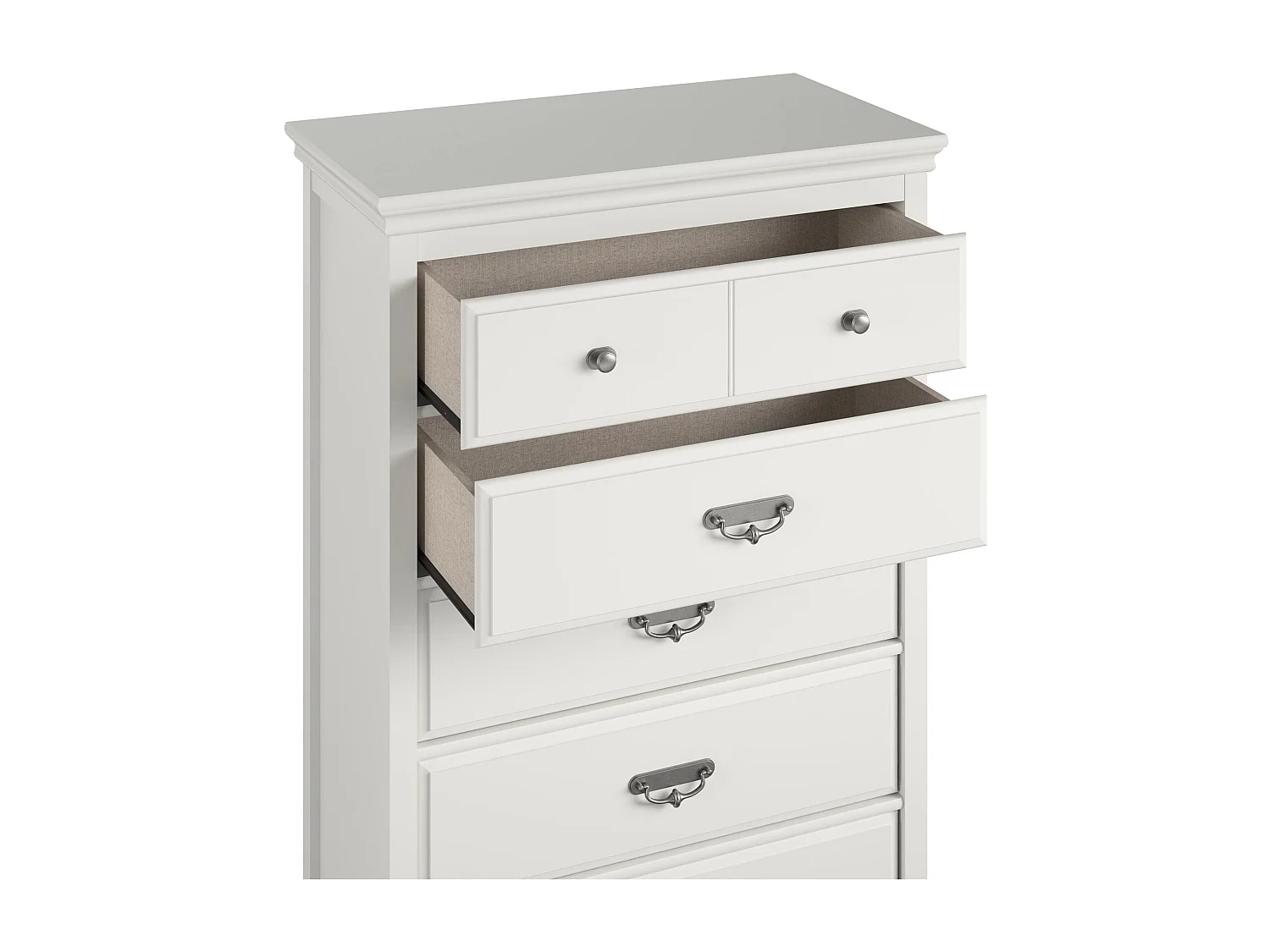 Bristol | Commode à 5 tiroirs en MDF blanc