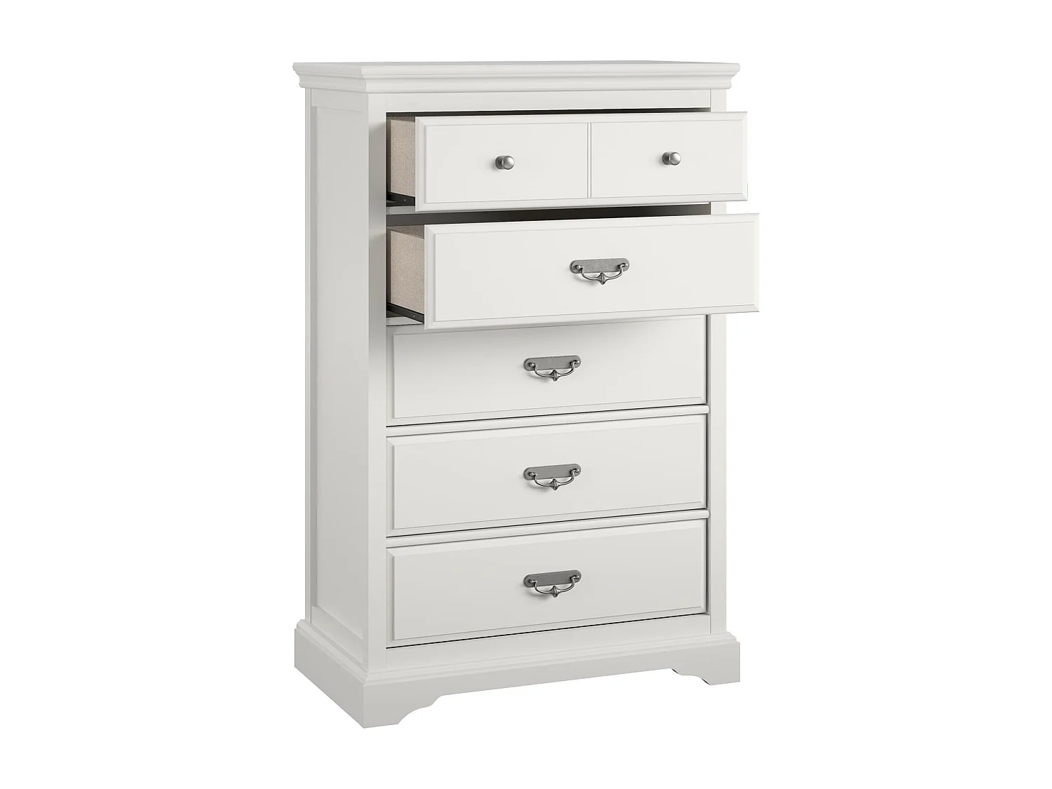 Bristol | Commode à 5 tiroirs en MDF blanc