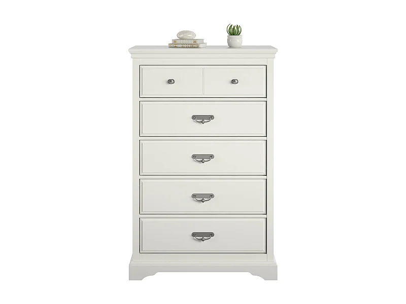 Bristol | Commode à 5 tiroirs en MDF blanc