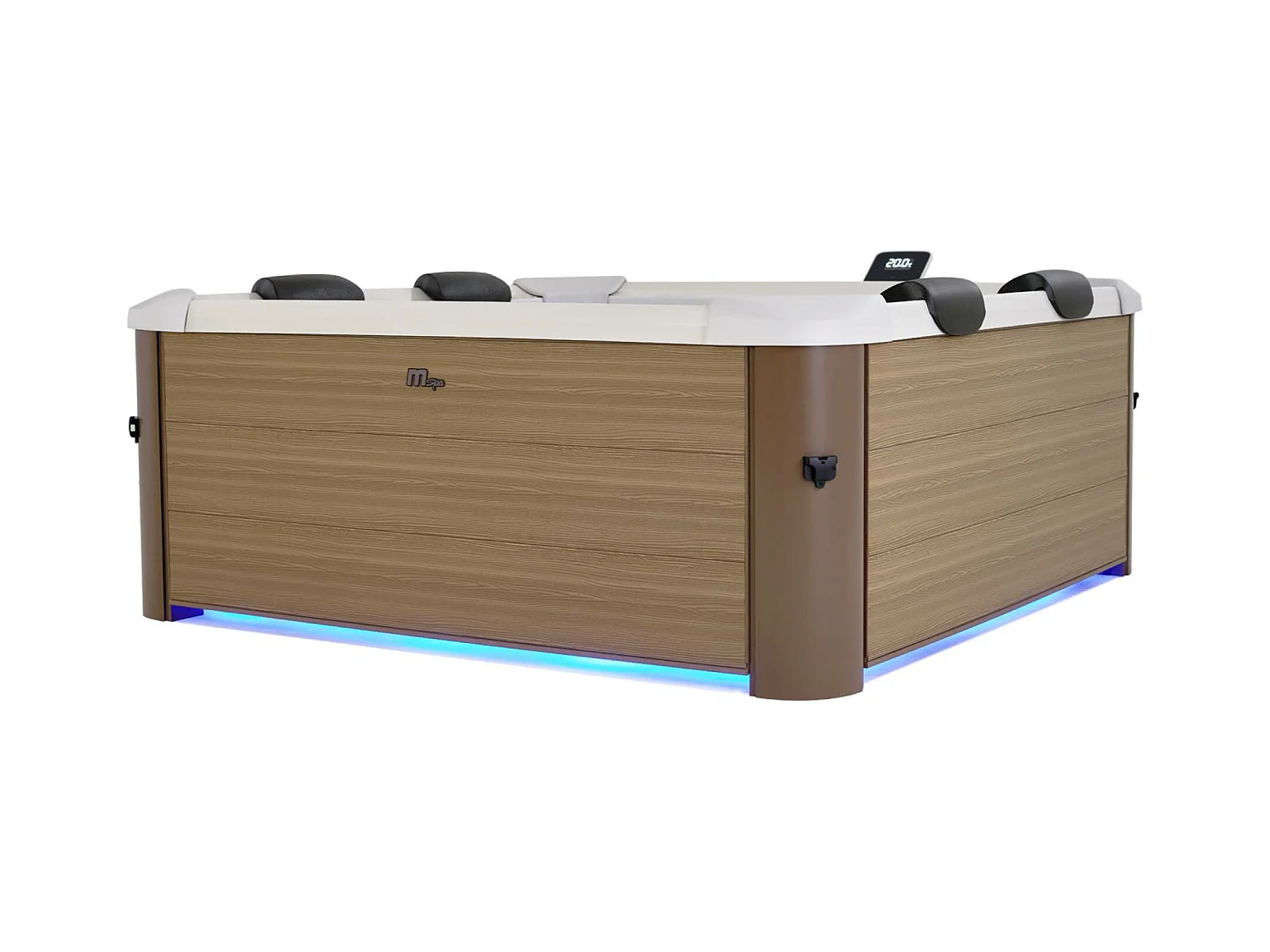 Spa rigide 6 places hydromassages. 4 coussins + 8 filtres. OSLO AMBER. beige. L 160 x P 160 x H 65 cm