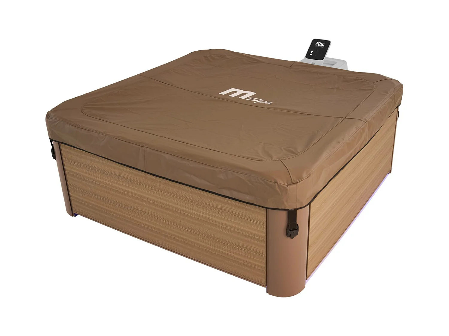 Spa rigide 6 places hydromassages. 4 coussins + 8 filtres. OSLO AMBER. beige. L 160 x P 160 x H 65 cm