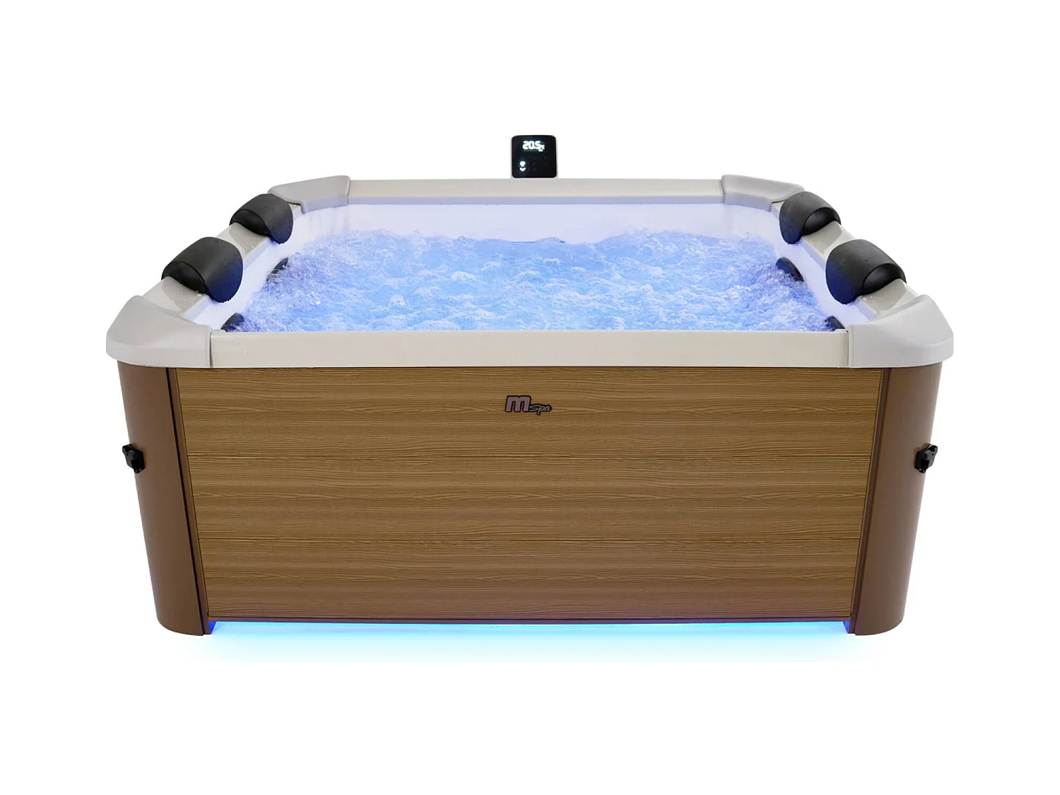Spa rigide 6 places hydromassages. 4 coussins avec housse de protection. OSLO AMBER. beige. L 160 x P 160 x H 65 cm