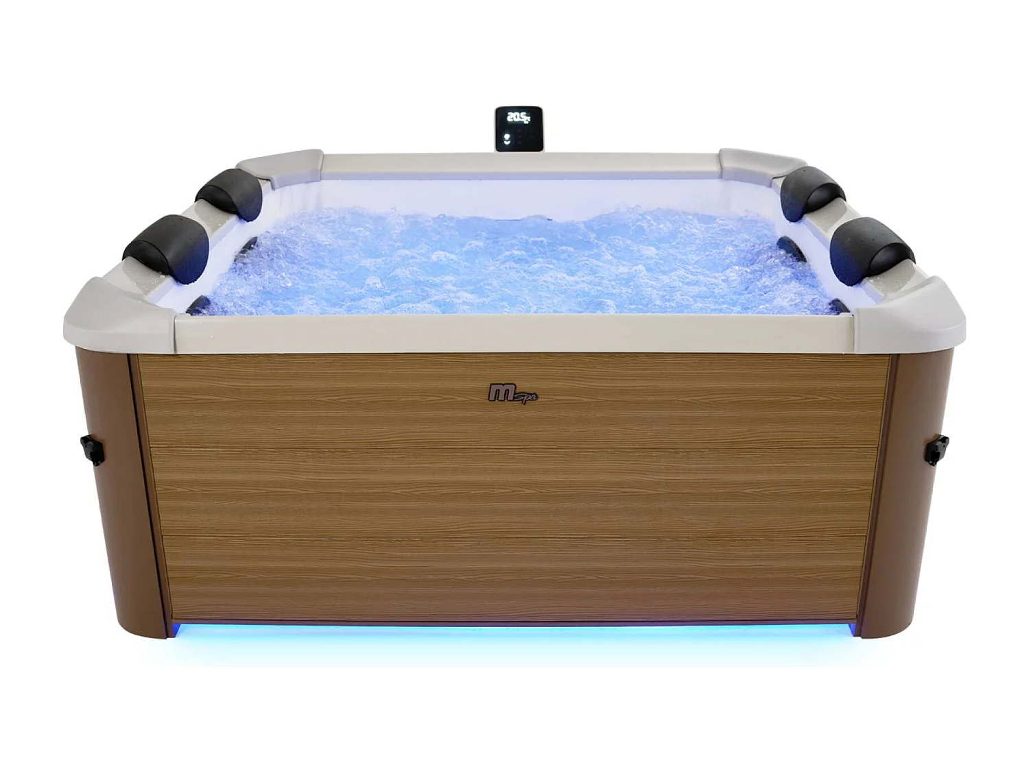 Spa rigide 6 places hydromassages. 4 coussins avec housse de protection. OSLO AMBER. beige. L 160 x P 160 x H 65 cm