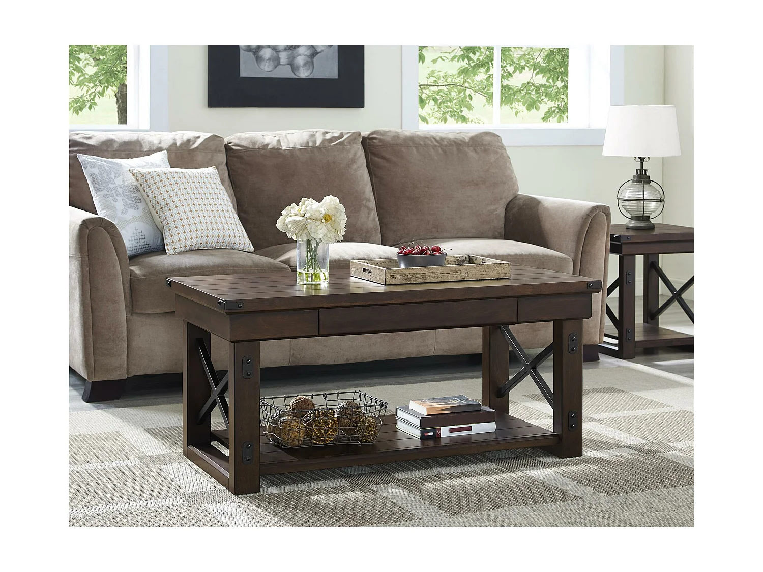 Table basse avec 1 tiroir en MDF expresso