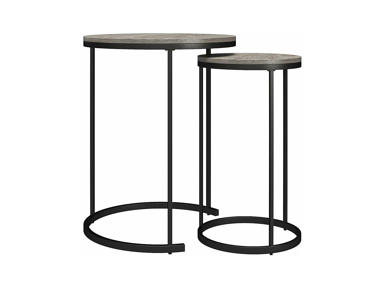 Set di 4 tavolini impilabili e tavolini in truciolare rovere grigio