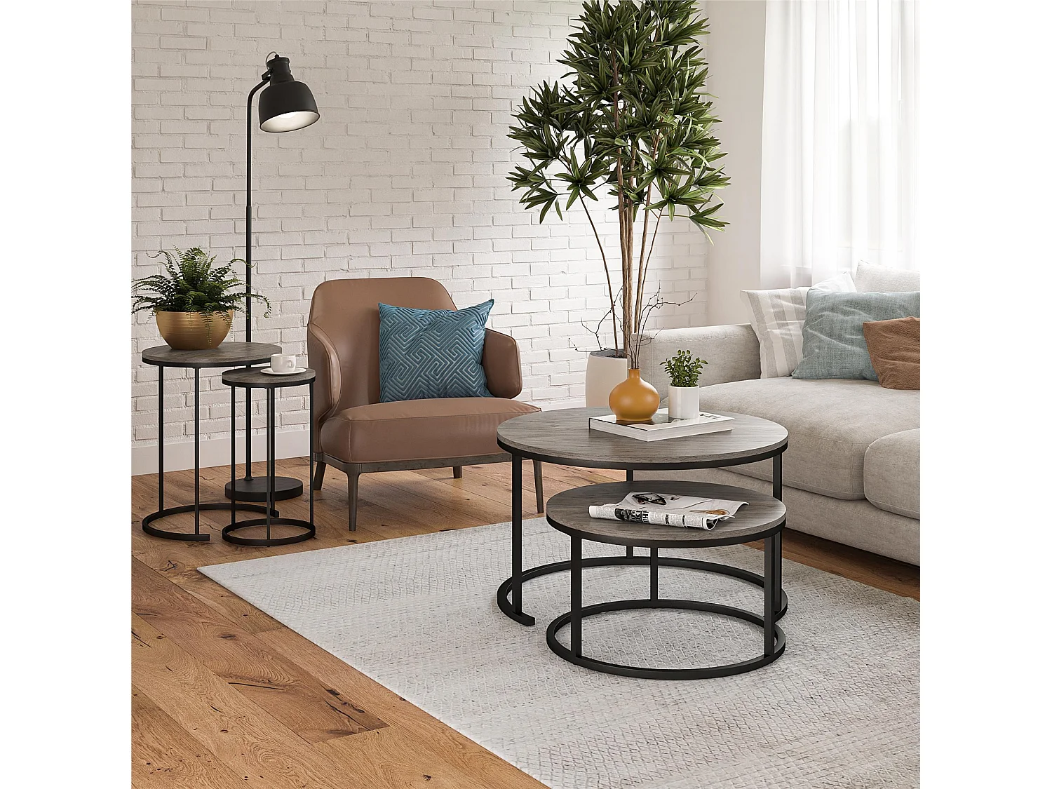 Camdale | Tables basses gigognes et bouts de canapé 4 pièces en panneaux