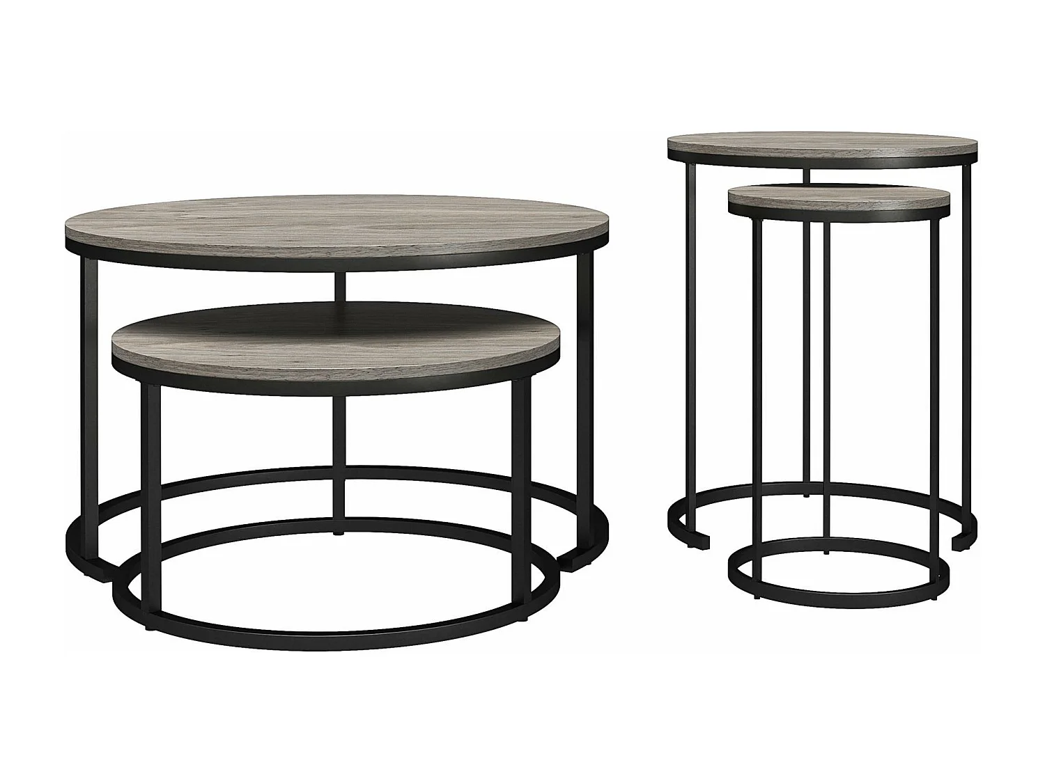 Camdale | Tables basses gigognes et bouts de canapé 4 pièces en panneaux