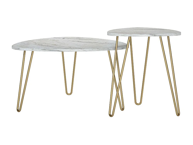 Tavolini impilabili in truciolare laminato PVC marmo bianco