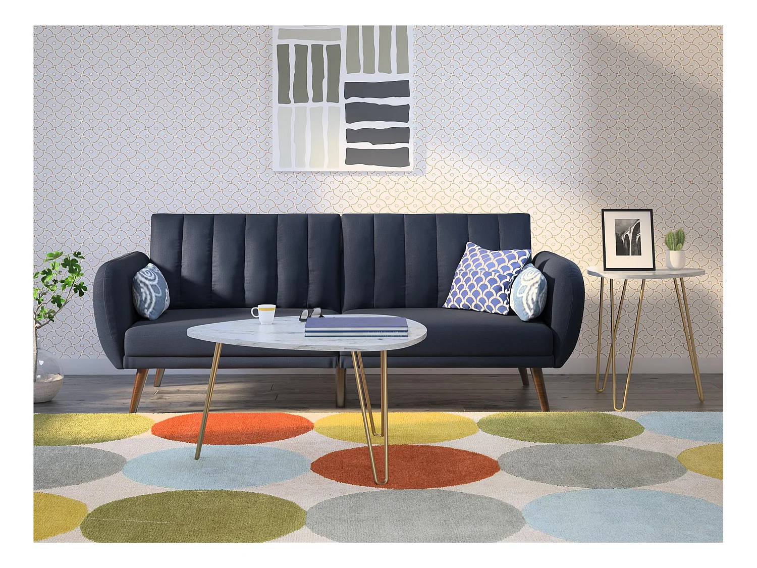 Tavolini impilabili in truciolare laminato PVC marmo bianco