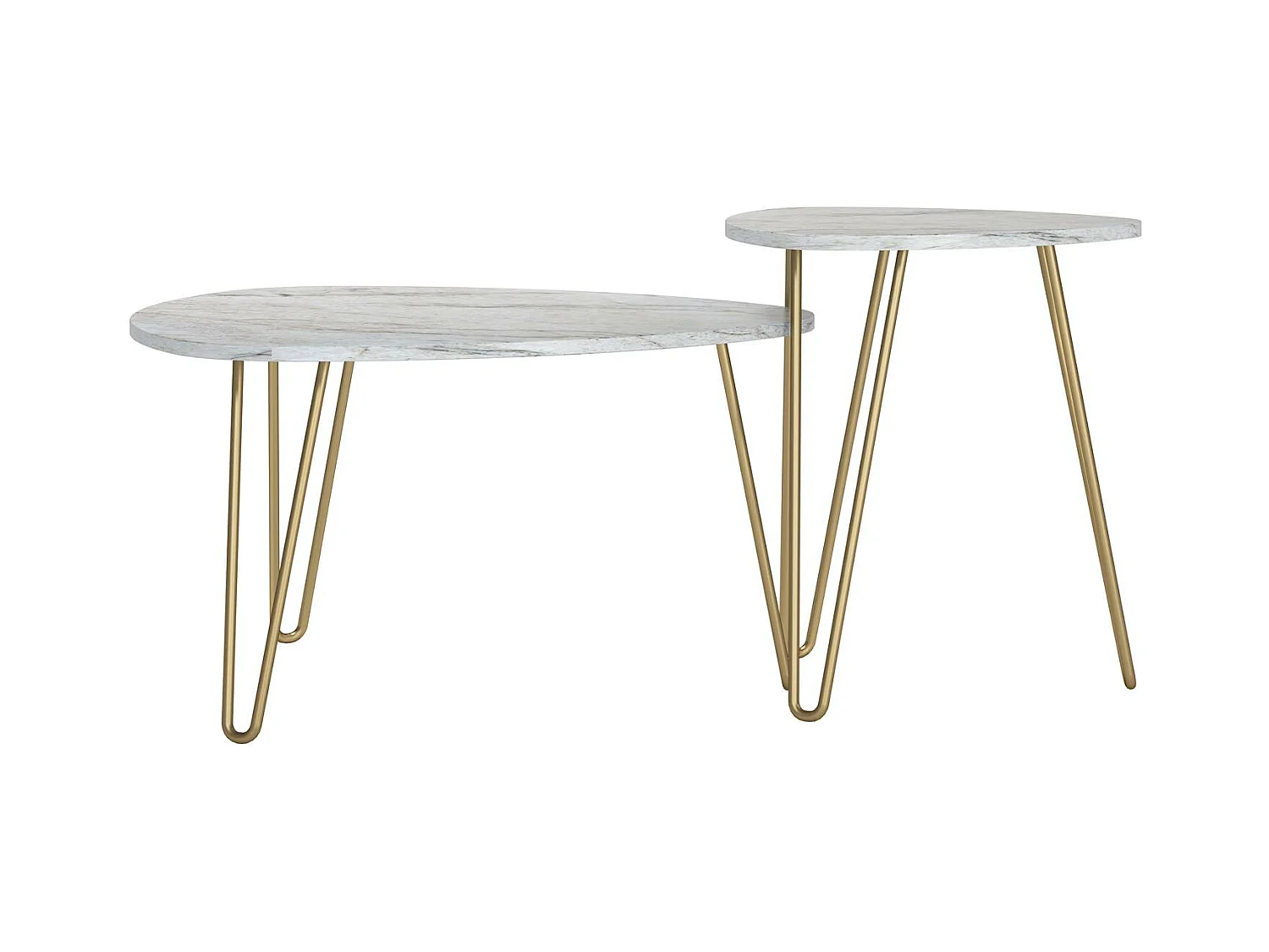 Tavolini impilabili in truciolare laminato PVC marmo bianco