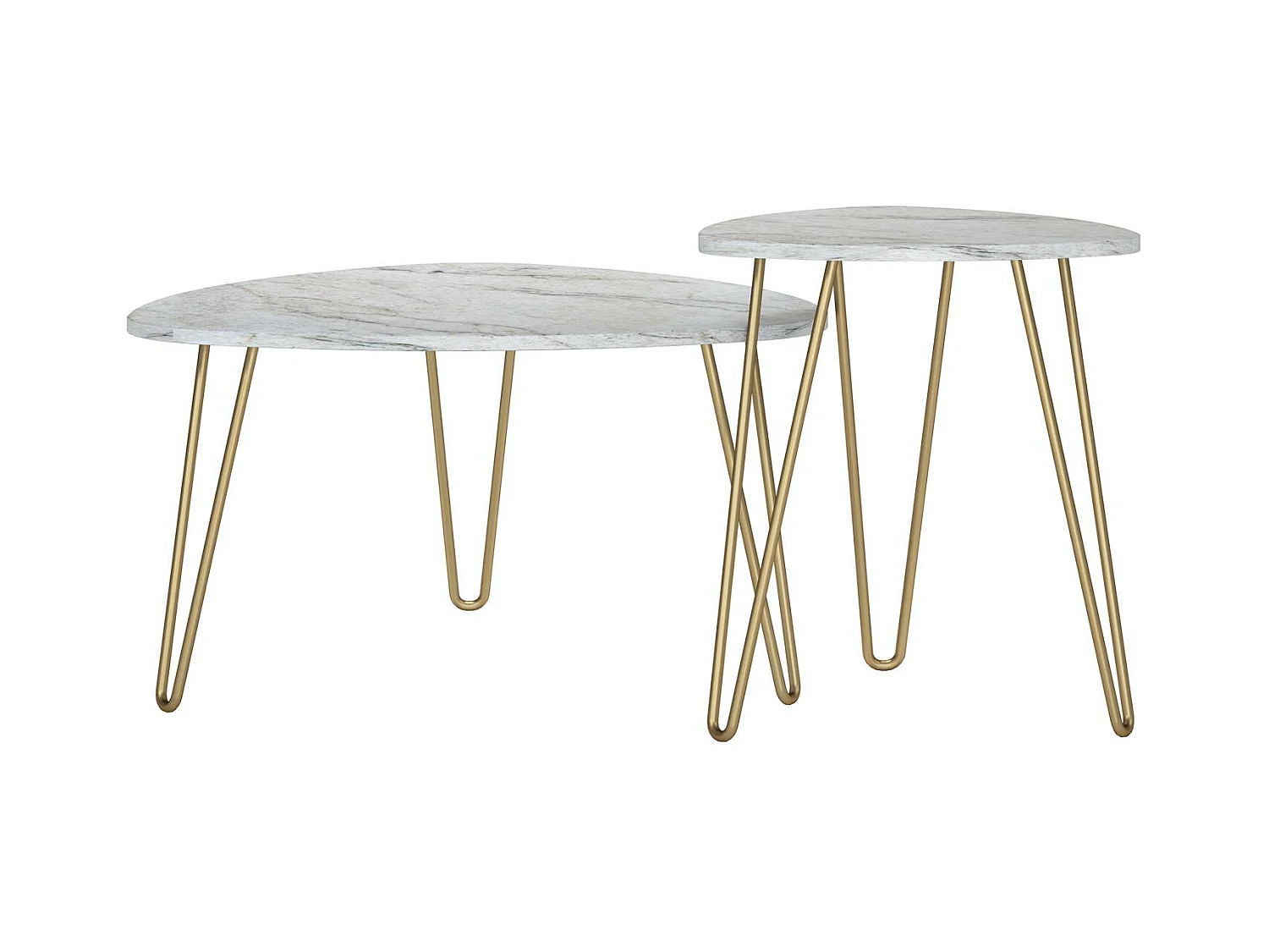 Athena | Tables gigognes en panneaux de particules stratifié PVC marbre blanc