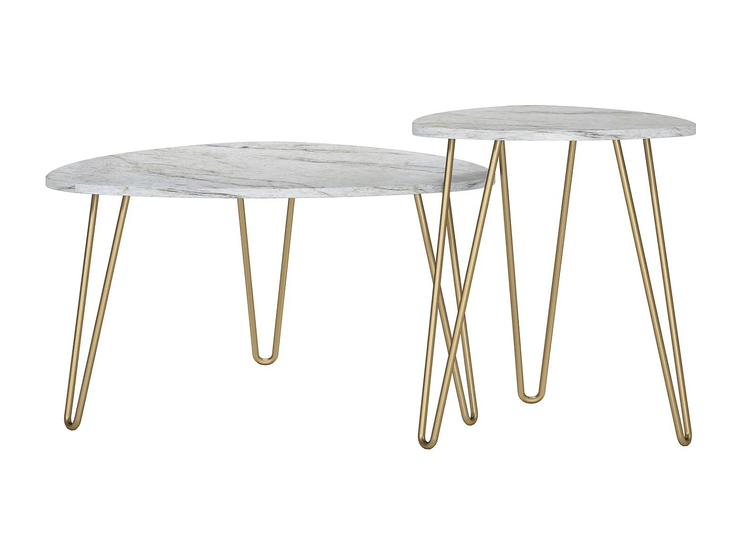 Athena | Tables gigognes en panneaux de particules stratifié PVC marbre blanc