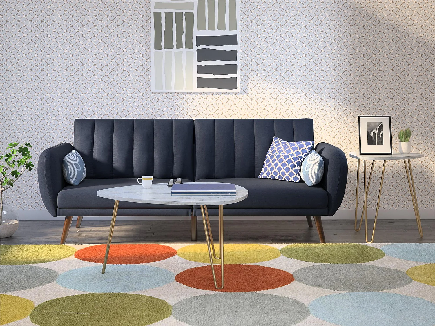 Athena | Tables gigognes en panneaux de particules stratifié PVC marbre blanc