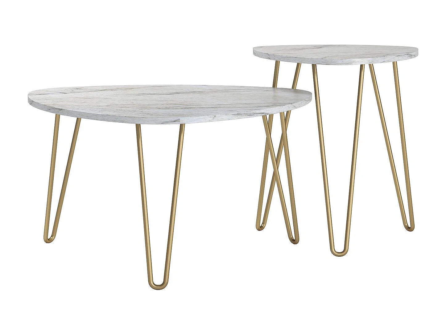 Athena | Tables gigognes en panneaux de particules stratifié PVC marbre blanc