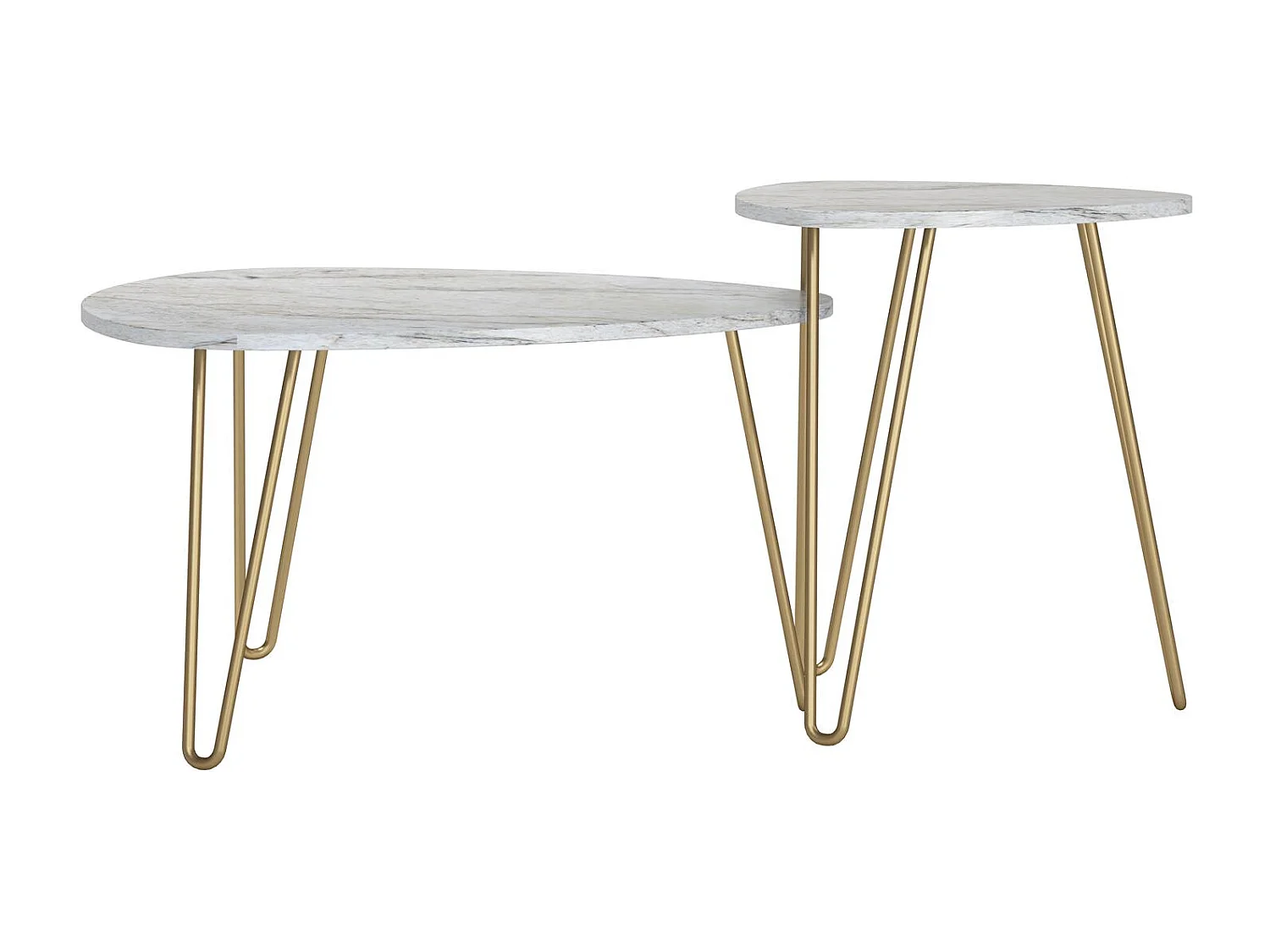Athena | Tables gigognes en panneaux de particules stratifié PVC marbre blanc
