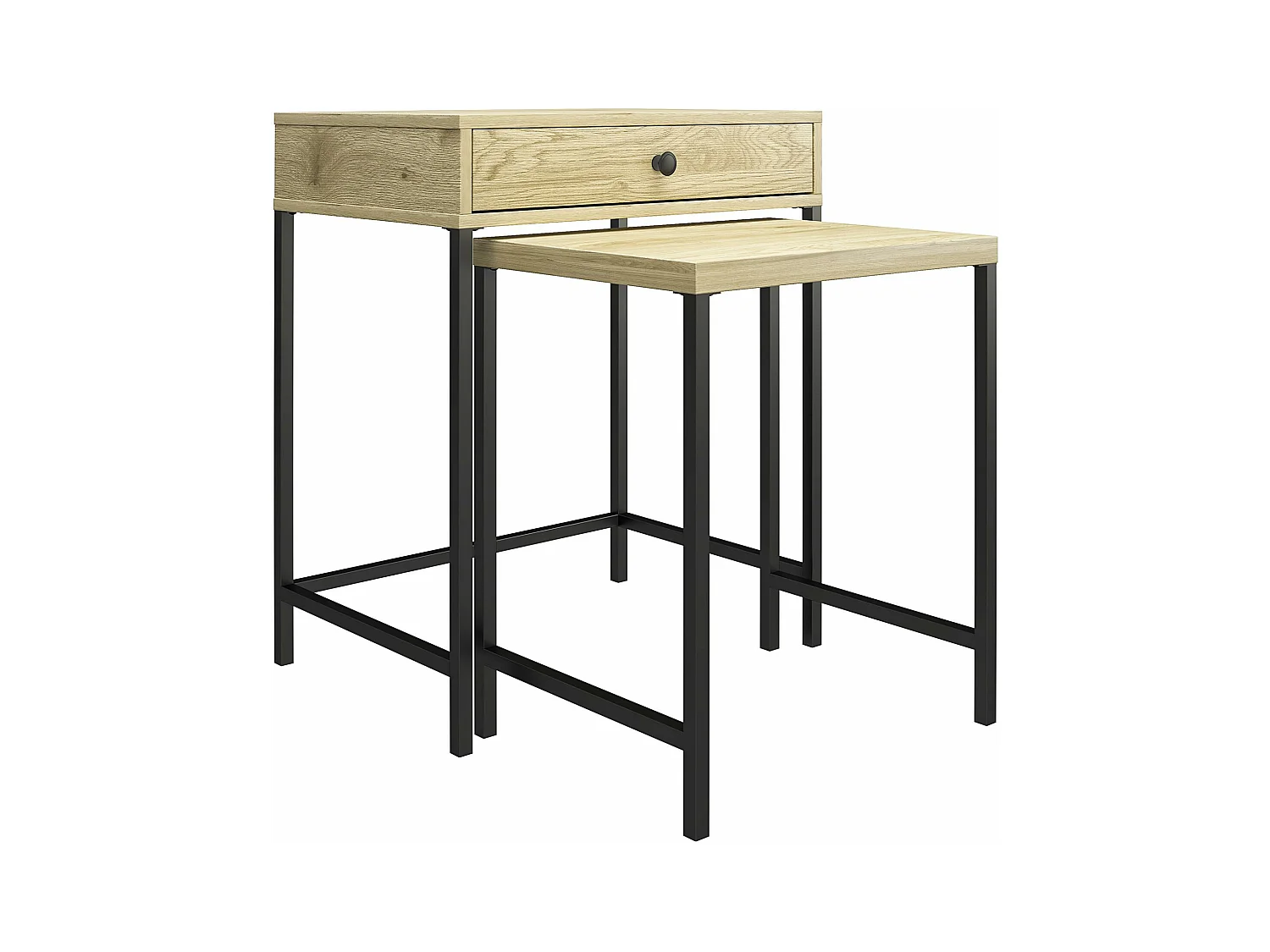 Accenttafels set van 2 in gelamineerd spaanplaat naturel