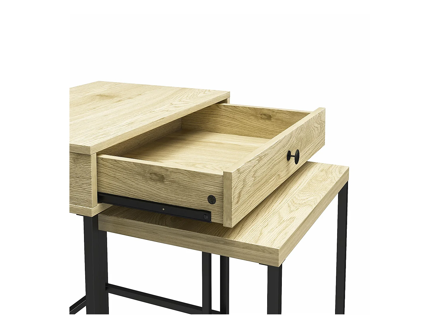 Accenttafels set van 2 in gelamineerd spaanplaat naturel