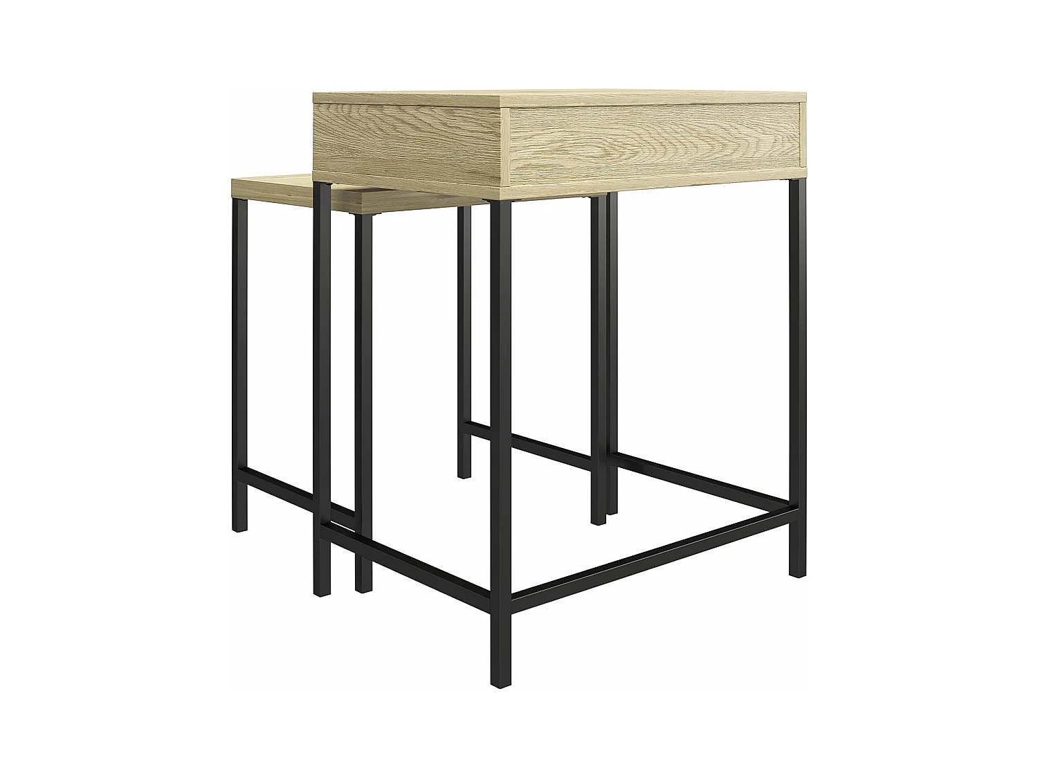 Accenttafels set van 2 in gelamineerd spaanplaat naturel