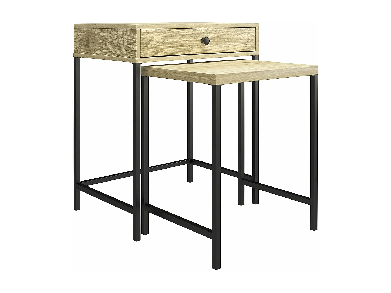 Tamlin | Tables d'appoint set de 2 en panneaux de particules mélaminés nature